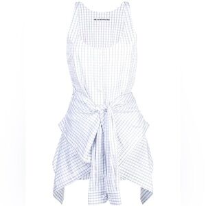 ALEXANDER WANG Plaid Print Scoop Neck Poplin Tie-Waist Romper w/Tags Sz US 6